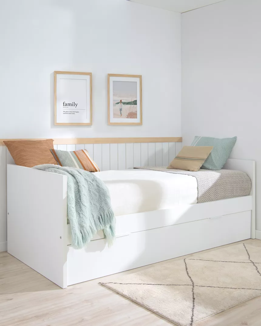 Cama dupla laminada branca 90 x 190