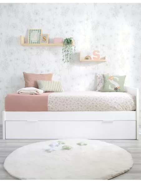 Cama de casal laminada branca 90 x 190 - Cabeceira baixa