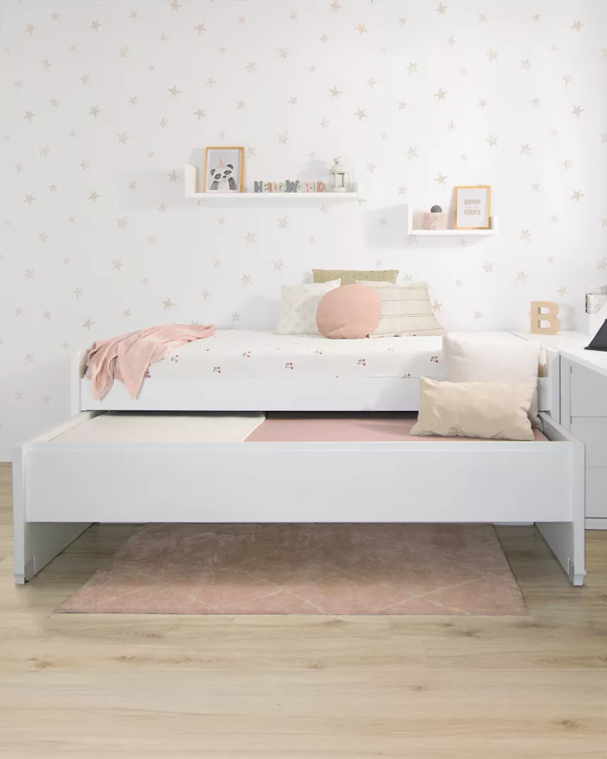 Cama Compacta Lineal Lacado Branco com Gavetas - ENVIO RÁPIDO INCLUÍDO