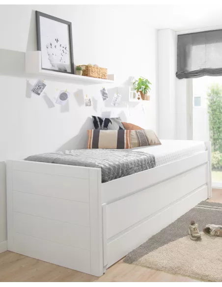 Cama Compacta Lineal Lacado Branco com Gavetas - ENVIO RÁPIDO INCLUÍDO