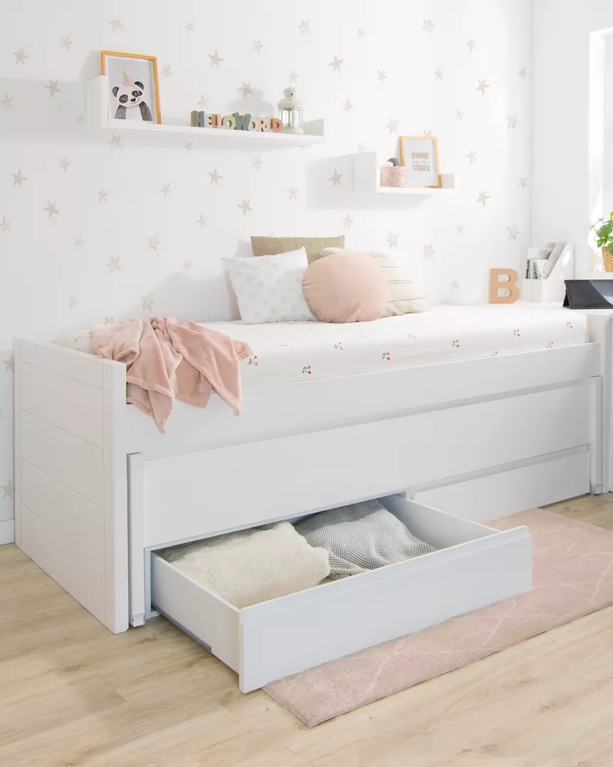Cama Compacta Lineal Lacado Branco com Gavetas - ENVIO RÁPIDO INCLUÍDO 2