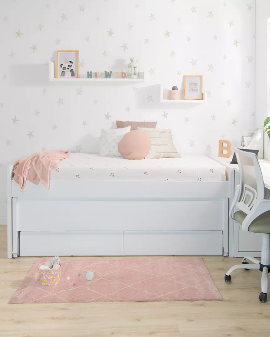 Cama Compacta Lineal Lacado Branco com Gavetas - ENVIO RÁPIDO INCLUÍDO
