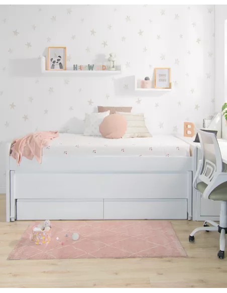 Cama Compacta Lineal Lacado Branco com Gavetas - ENVIO RÁPIDO INCLUÍDO