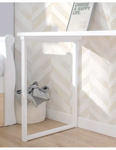 Secretária jovem com gavetas e laterais abertas. Lineal