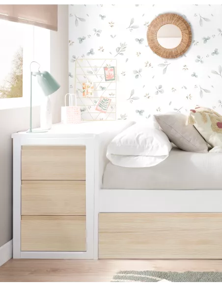 Gaveteiro em madeira natural. Lineal