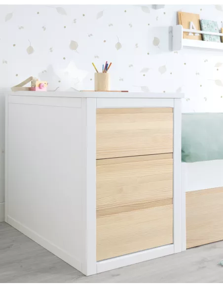 Gaveteiro em madeira natural. Lineal