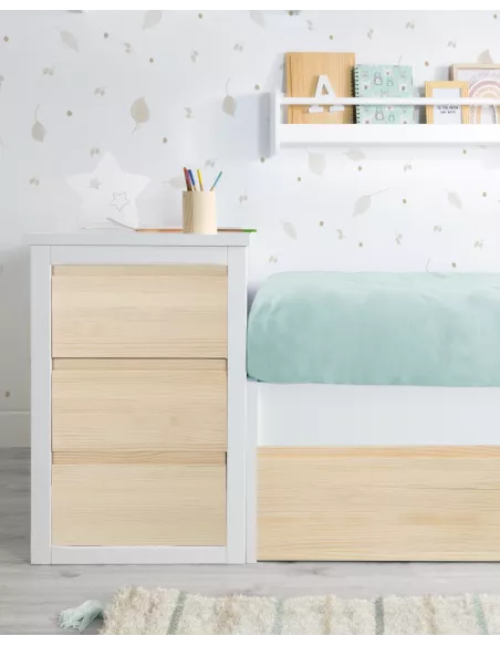 Gaveteiro em madeira natural. Lineal