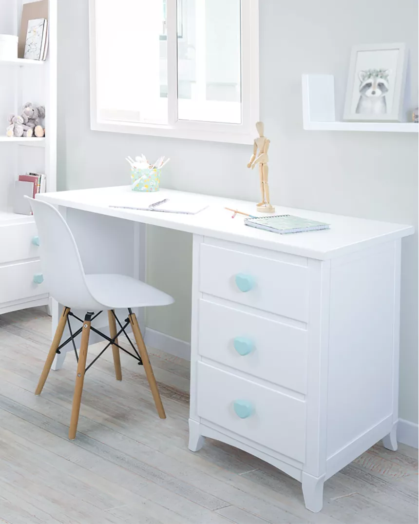 secretária infantil com gaveteiro