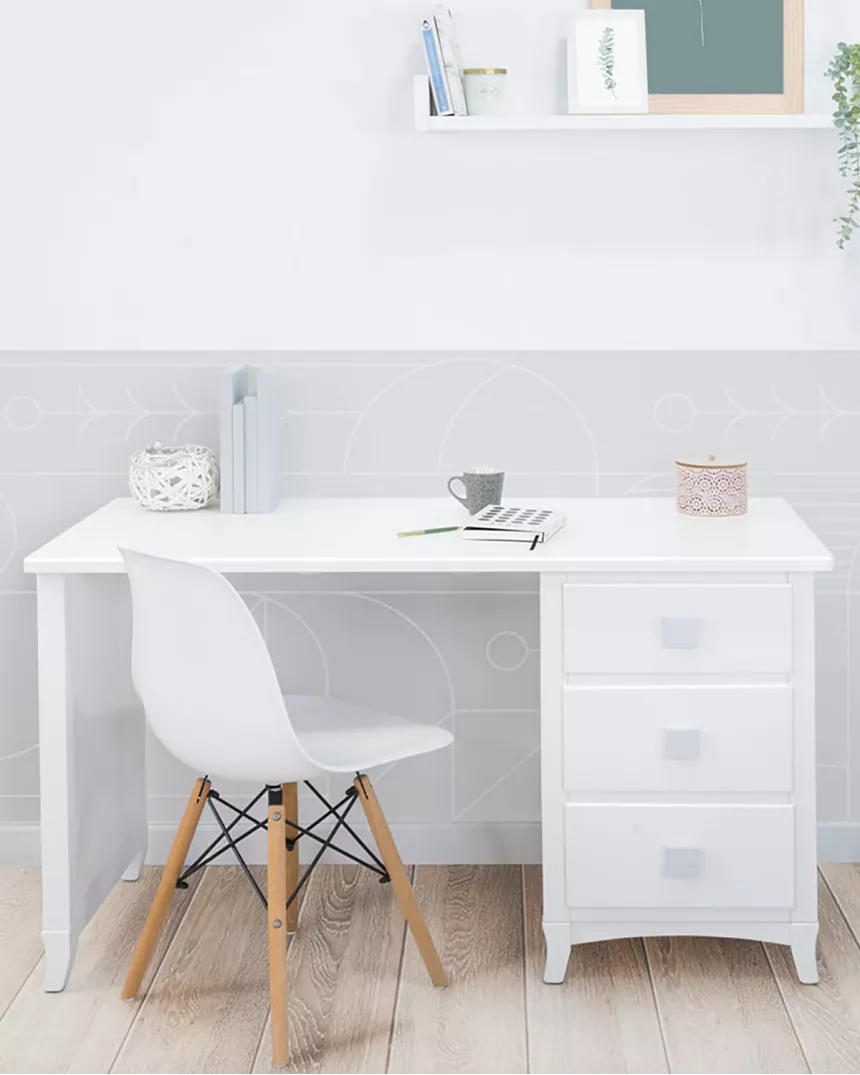 secretária infantil com gaveteiro