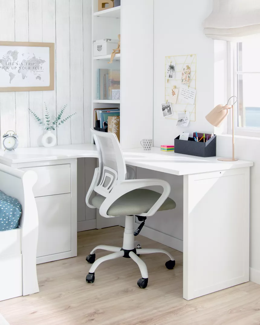 Secretária de canto com gaveteira