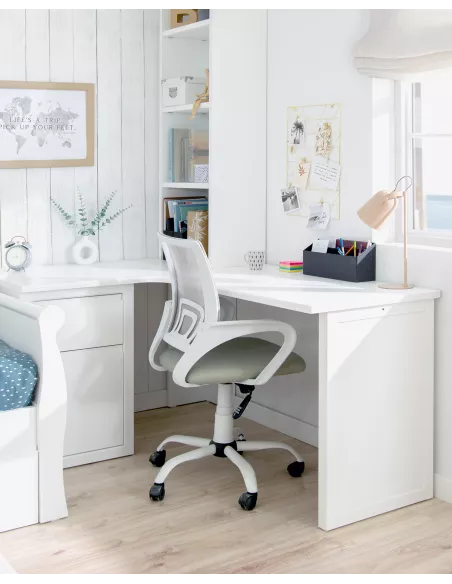 Secretária de canto com gaveteira