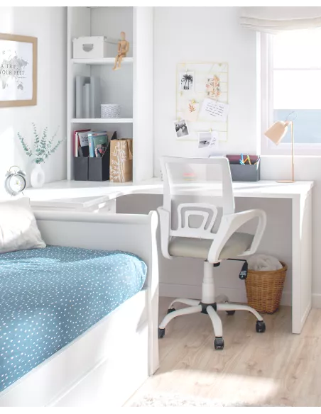 Secretária de canto com gaveteira