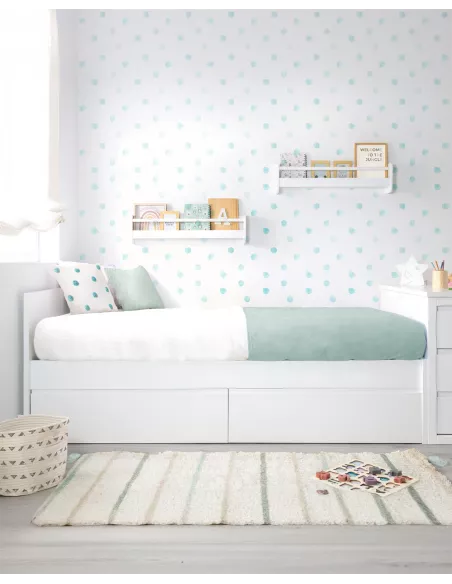 Cama para jovens com gavetas em branco liso - Baixa