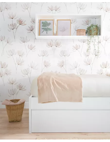 Cama para jovens com gavetas em branco liso - Baixa