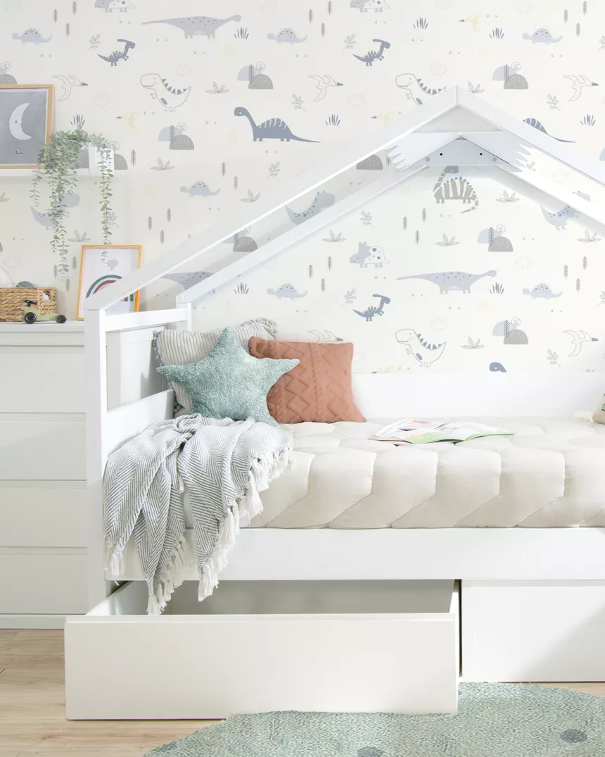 Cama com gavetas Casinha branca com telhado - Entrega gratuita 2