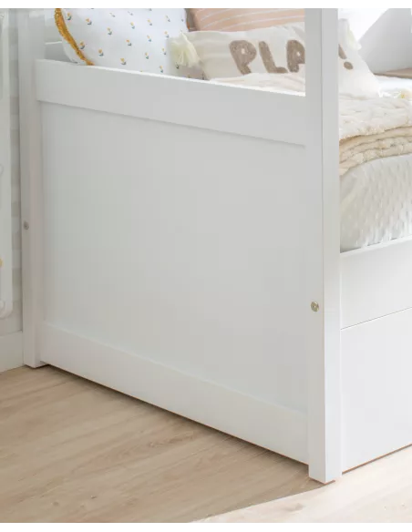 Cama com gavetas Casinha branca com telhado - Entrega gratuita