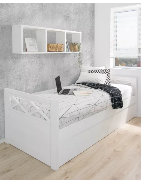 Cama juvenil com 2 gavetas Cruz
