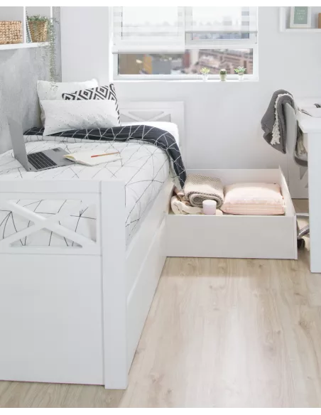 Cama juvenil com 2 gavetas Cruz