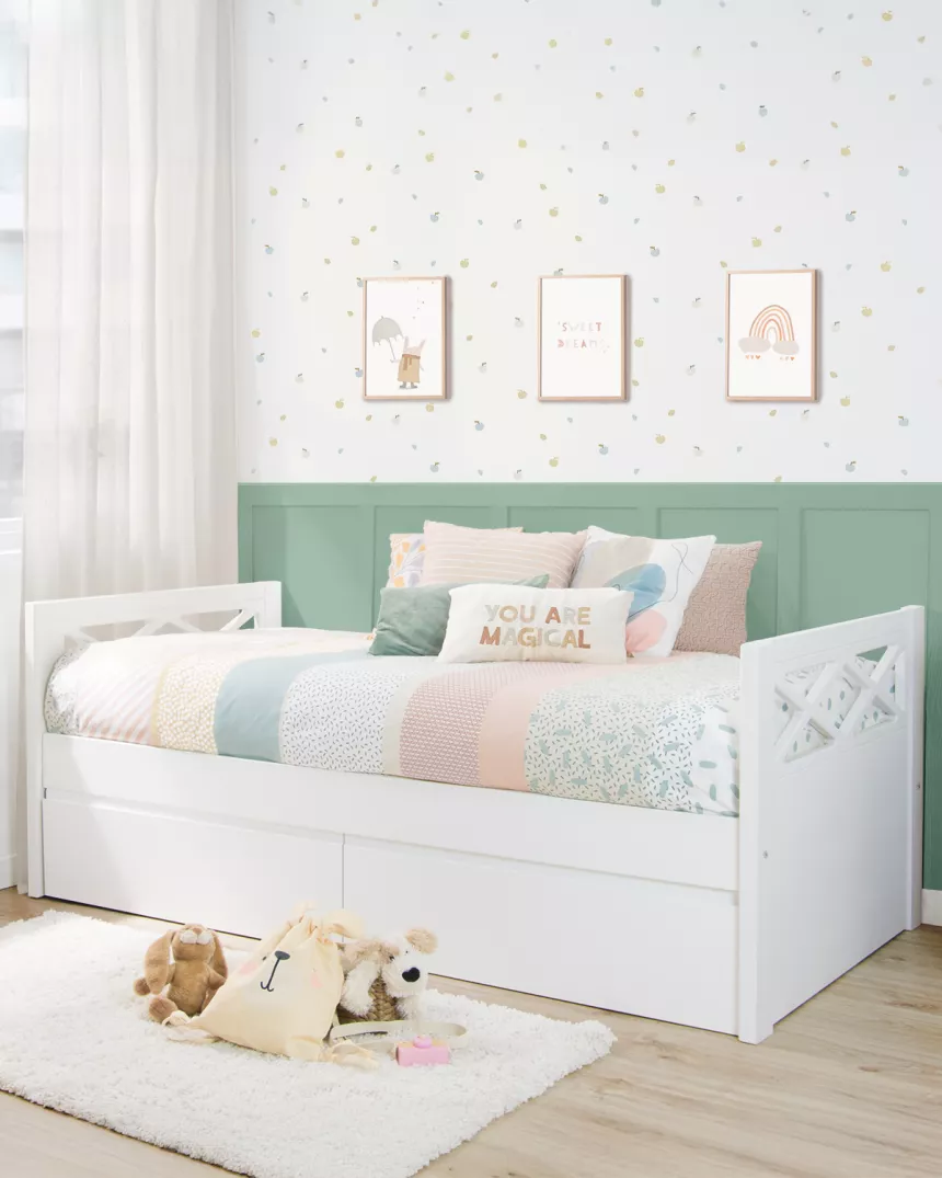 Cama juvenil com 2 gavetas Cruz