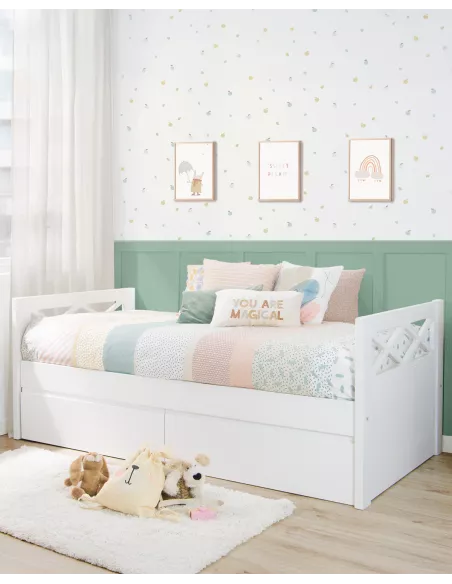 Cama juvenil com 2 gavetas Cruz