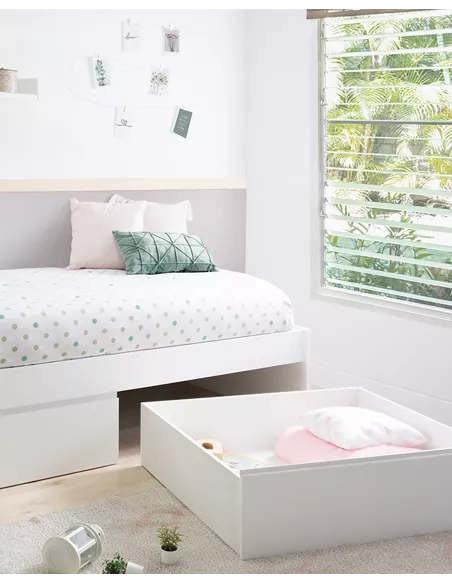 Cama com gavetas branca - Baixa