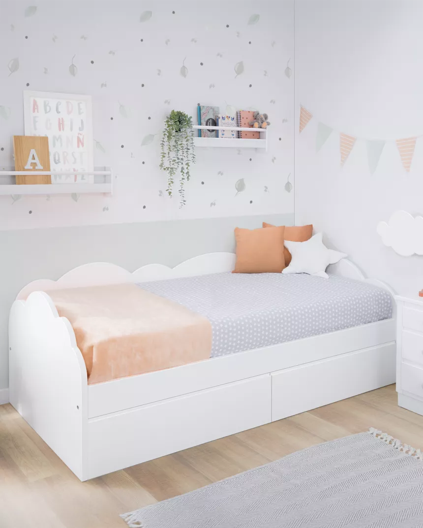 Cama infantil com gavetas Nuvem - Entrega Gratuita