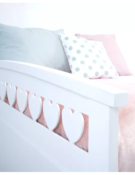 Cama de criança com gavetas corações - Entrega gratuita