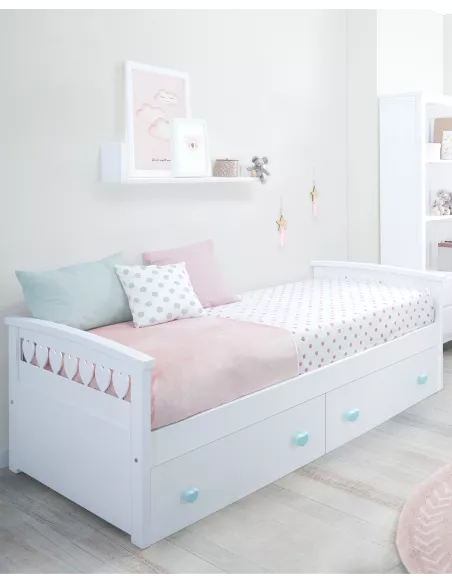 Cama de criança com gavetas corações - Entrega gratuita