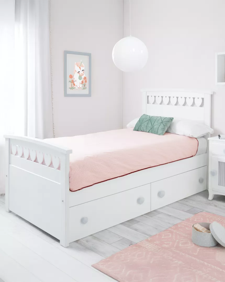 Cama de criança corações com gavetas - Entrega gratuita 2