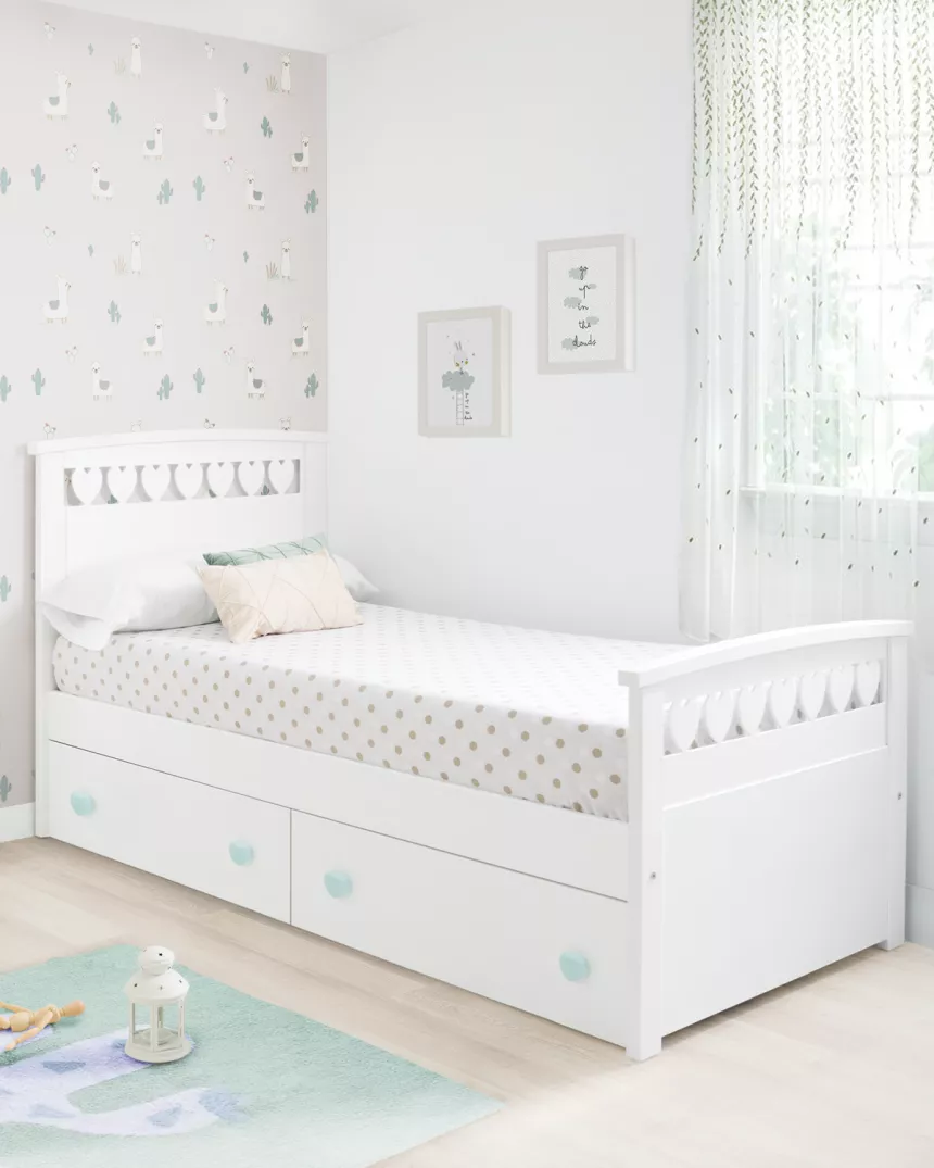 Cama de criança corações com gavetas - Entrega gratuita