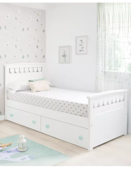 Cama de criança corações com gavetas - Entrega gratuita