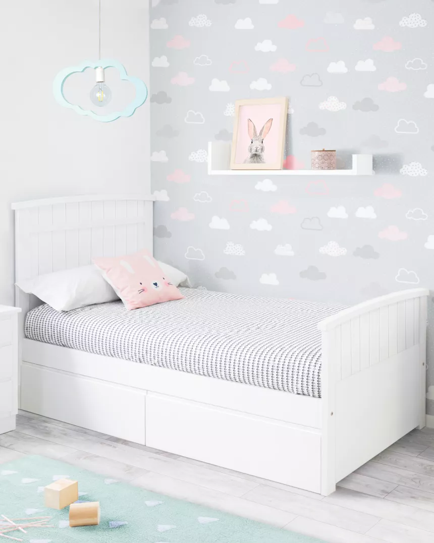 Cama de criança curvo com gavetas - Entrega gratuita