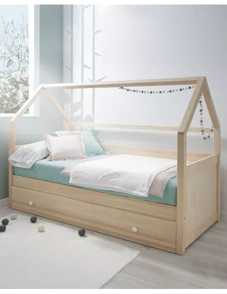Cama  dupla casinha mdeira natural - Entrega gratuita