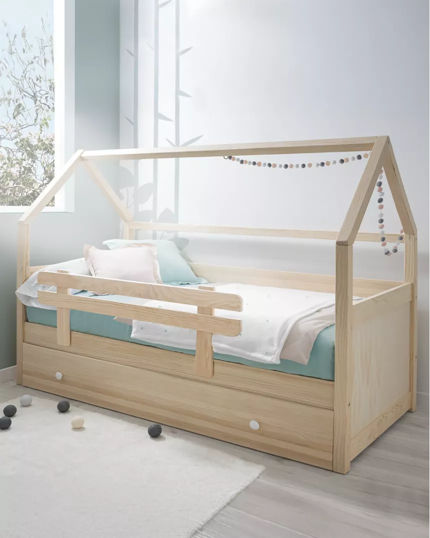 Cama  dupla casinha mdeira natural - Entrega gratuita 2