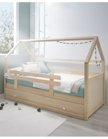 Cama  dupla casinha mdeira natural - Entrega gratuita