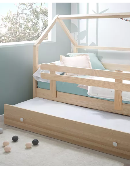 Cama  dupla casinha mdeira natural - Entrega gratuita