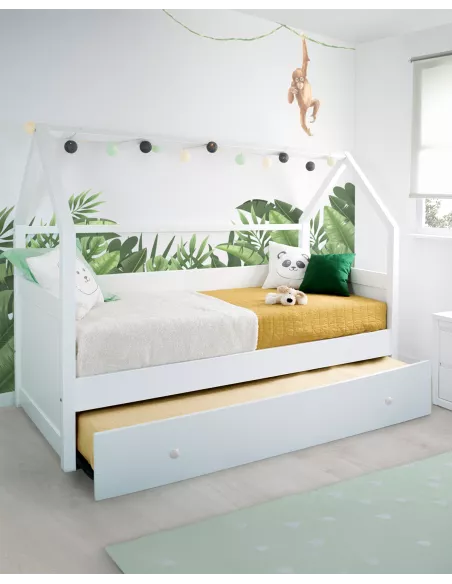Cama casinha branca de madeira cama dupla - Entrega gratuita