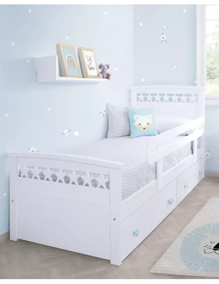Cama de crianças com gavetas estrelas - Entrega gratuita
