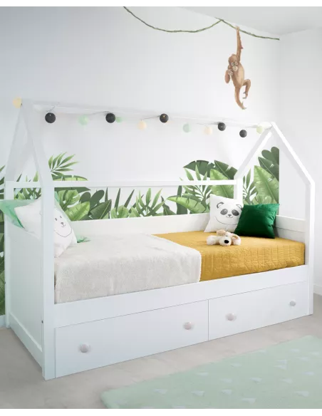 cama casinha branca com gavetas