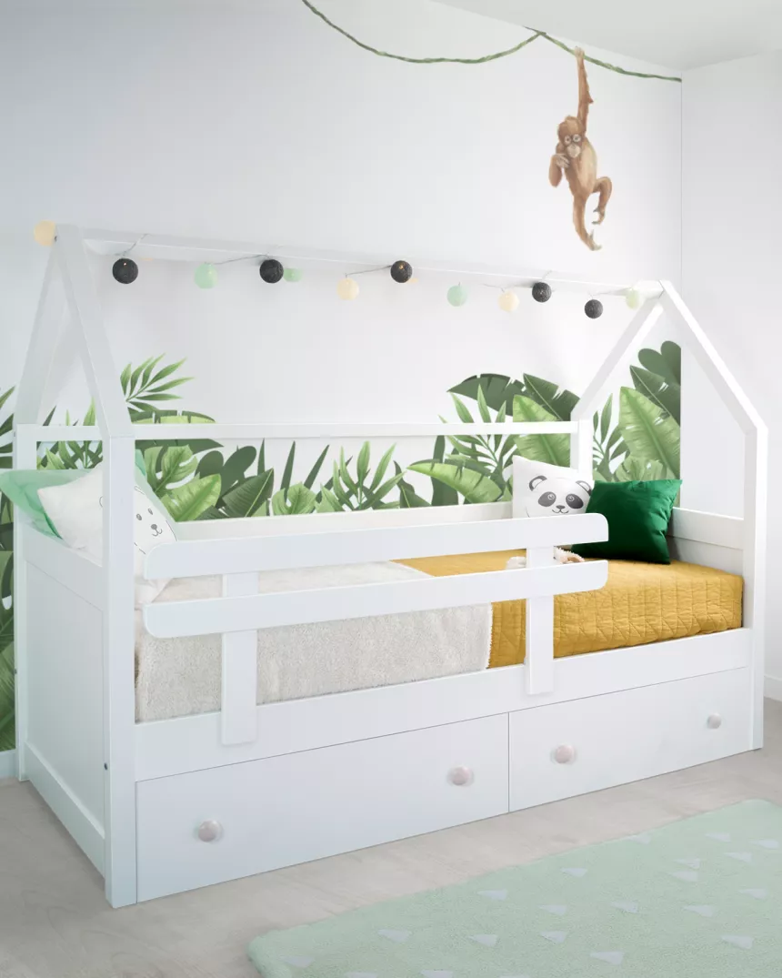 cama casinha branca com gavetas