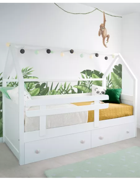 cama casinha branca com gavetas