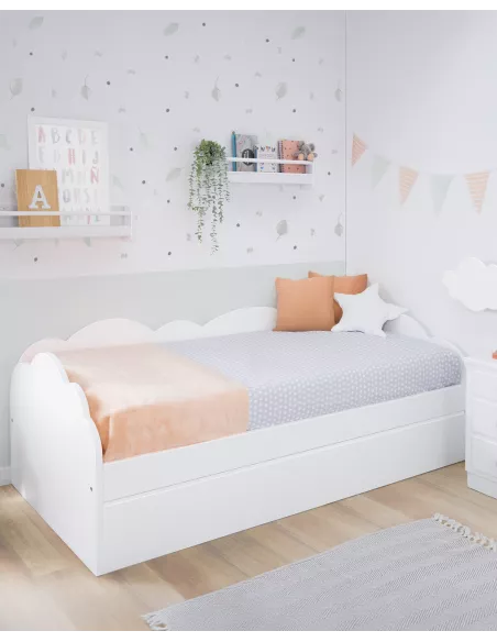 Cama infantil nuvem com 1 gaveta | Móveis infantis