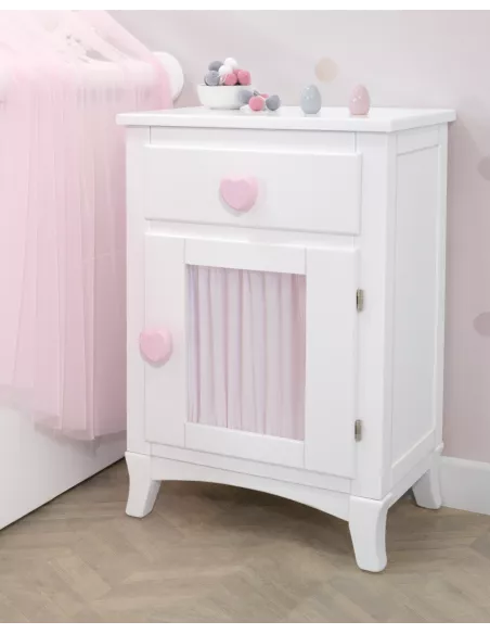 Mesa de cabeceira com porta e cortina para crianças - Entrega gratuita