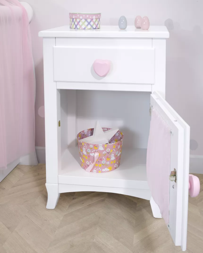 Mesa de cabeceira com porta e cortina para crianças - Entrega gratuita