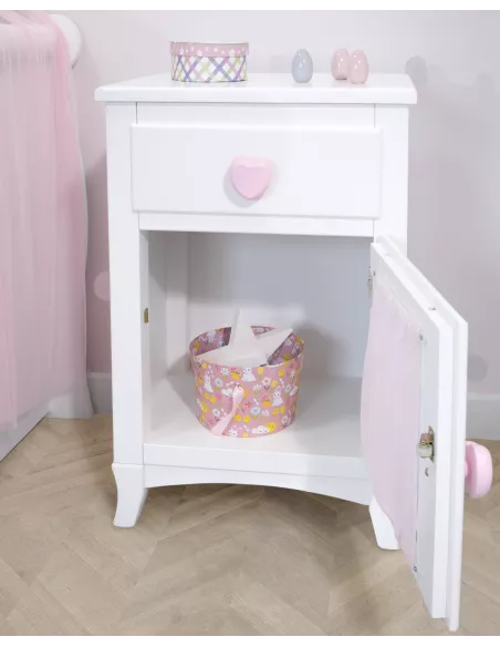 Mesa de cabeceira com porta e cortina para crianças - Entrega gratuita