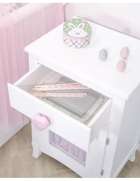 Mesa de cabeceira com porta e cortina para crianças - Entrega gratuita