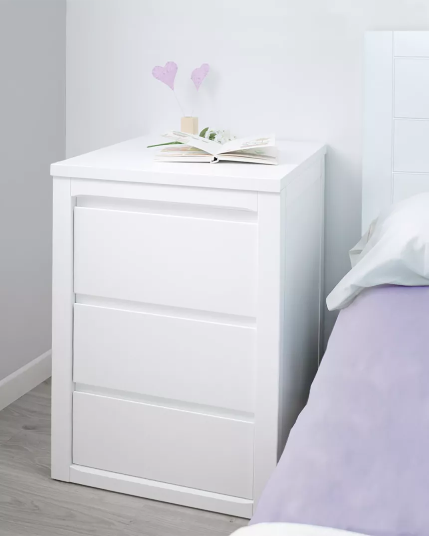 Mesa de cabeceira juvenil 3 gavetas lineal - Entrega gratuita