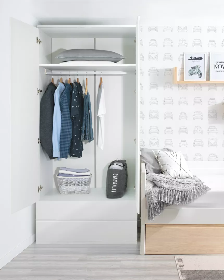 Roupeiro juvenil 2 portas com gavetas Lineal 2