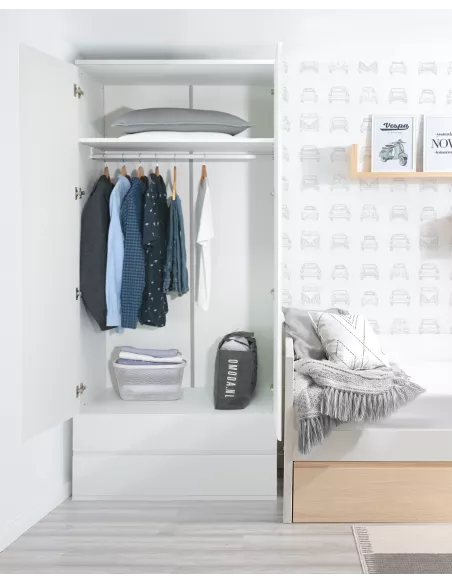 Roupeiro juvenil 2 portas com gavetas Lineal