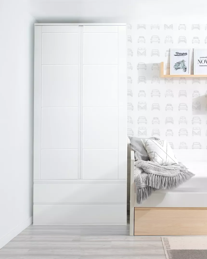 Roupeiro juvenil 2 portas com gavetas Lineal